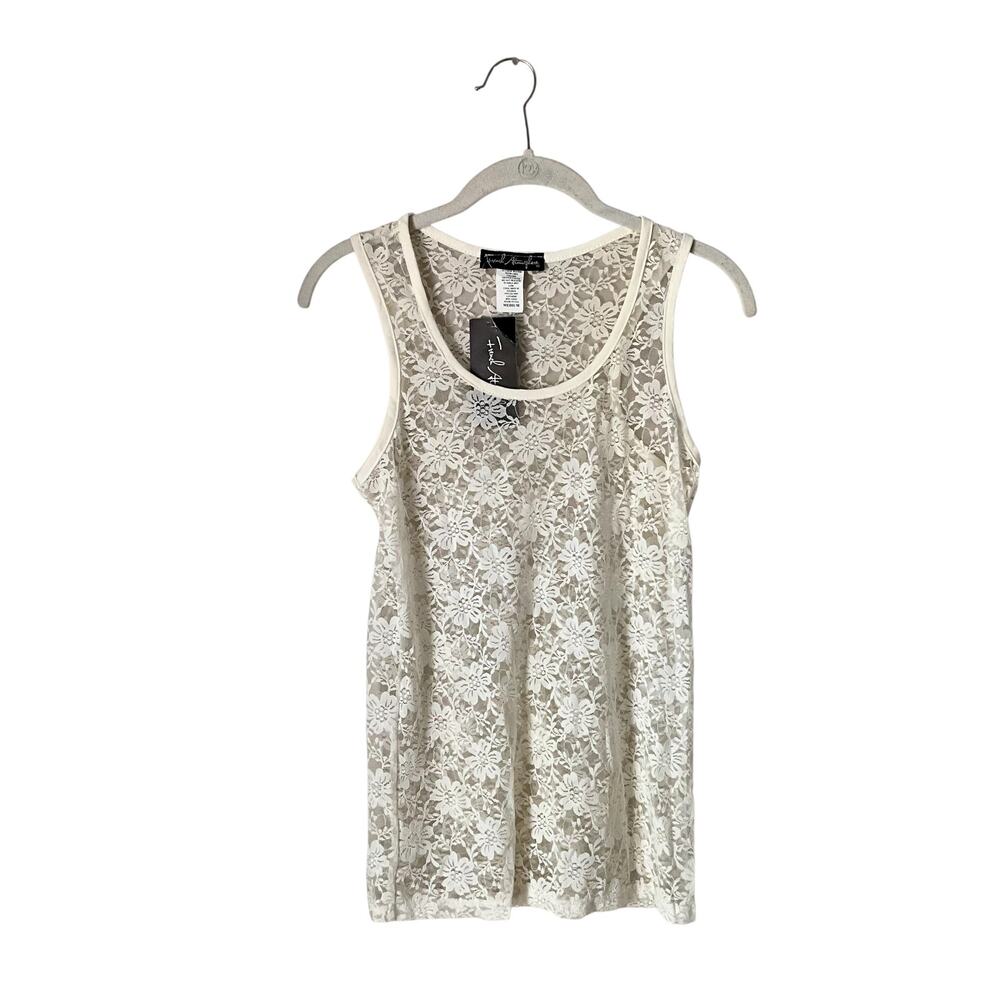 French Atmosphere Ivory Floral Tank Top: Y2K, Modern